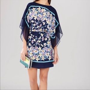 BCBGMAXAZRIA floral dress with waist tie. Like new